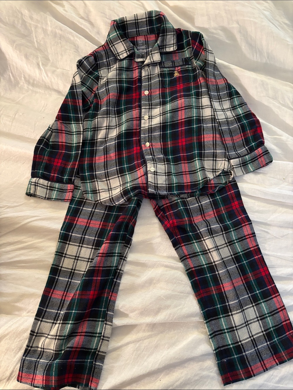 GAP Plaid Flannel Pajama Set - Red, Green & White